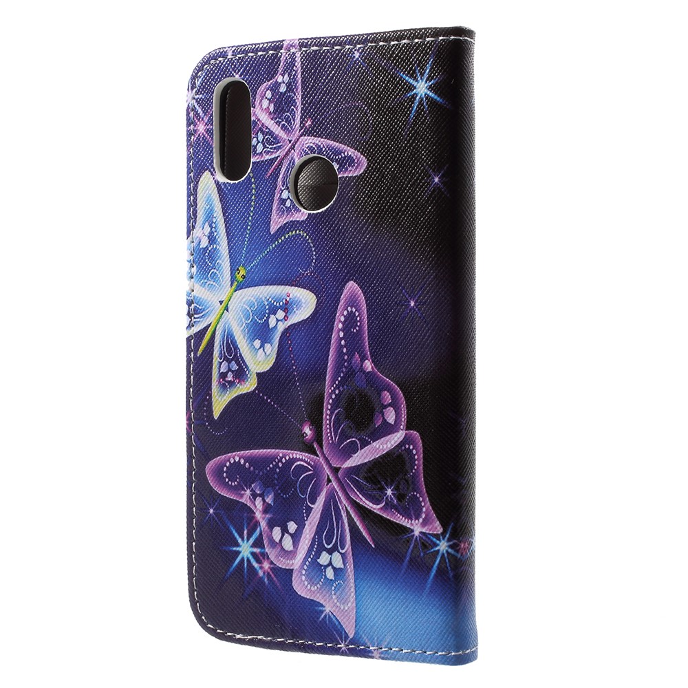 Caso Padrão Do Telefone Da Carteira Do Couro Da Impressão Com Os Suportes De Cartão Para O Huawei P20 Lite / Nova 3e - Borboletas Vívidas-2