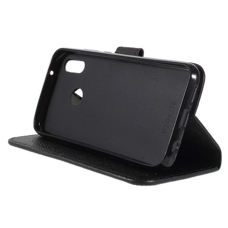 Litchi Texture Stand Leather Wallet Mobile Casing for Huawei P20 Lite / Nova 3e - Black-4