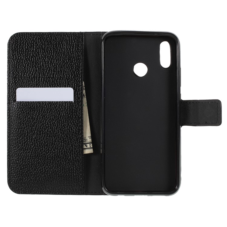 Litchi Texture Stand Leather Wallet Mobile Casing for Huawei P20 Lite / Nova 3e - Black-6