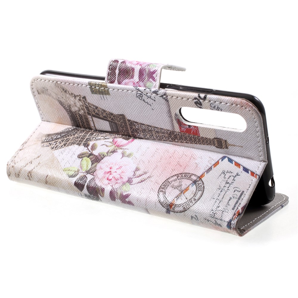 Pattern Printing Magnetic Leather Wallet Case for Huawei P20 Pro - Eiffel Tower-4