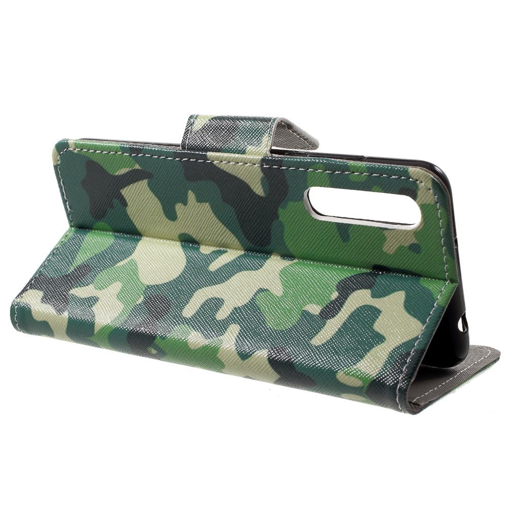 Patrón De Impresión De Cuero Teléfono Celular Titular De La Tarjeta Para Huawei P20 Pro - Patrón De Camuflaje-4