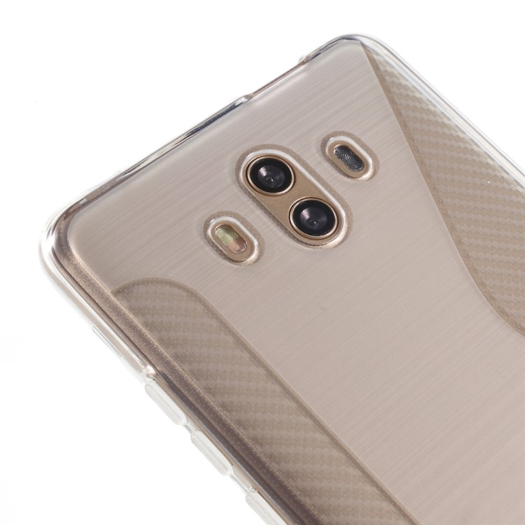 100Pcs/Set S Shape Carbon Fiber Brushed TPU Cover for Huawei Mate 10 - Transparent-4