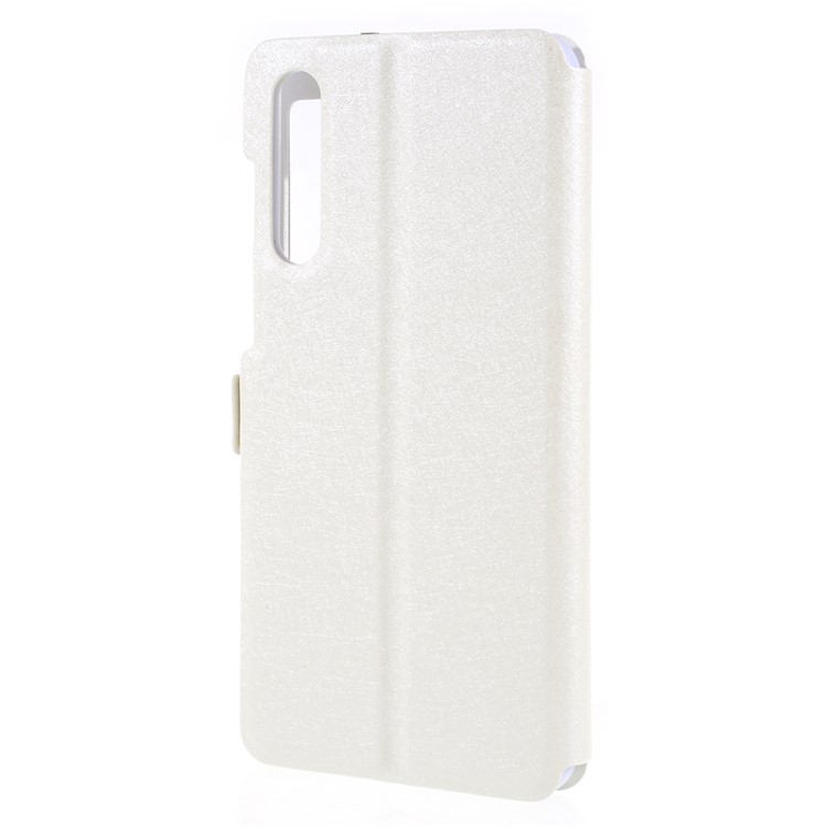 Silk Texture Dual Window Stand Leather Protective Casing for Huawei P20 Pro - White-3