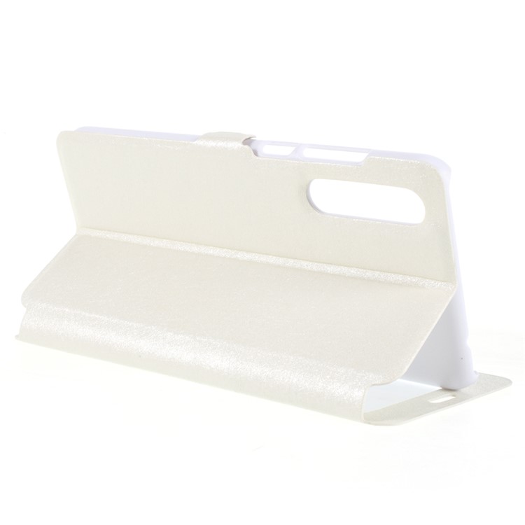 Silk Texture Dual Window Stand Leather Protective Casing for Huawei P20 Pro - White-5
