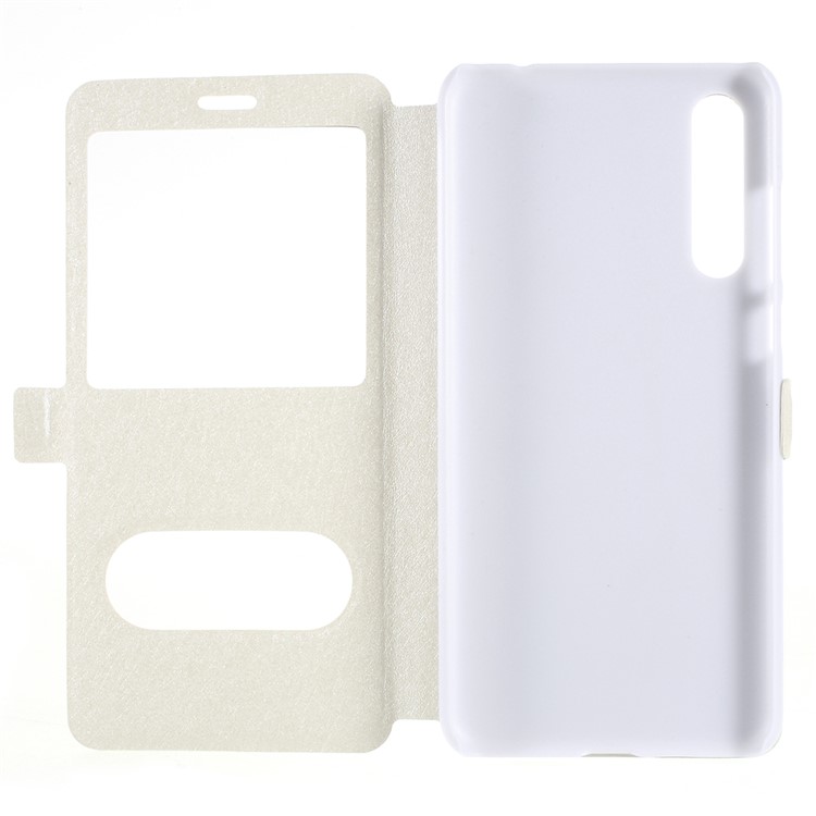 Silk Texture Dual Window Stand Leather Protective Casing for Huawei P20 Pro - White-6