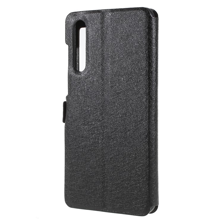 Silk Texture Dual View Window Leather Flip Cover for Huawei P20 - Black-2
