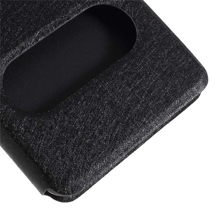 Silk Texture Dual View Window Leather Flip Cover for Huawei P20 - Black-4