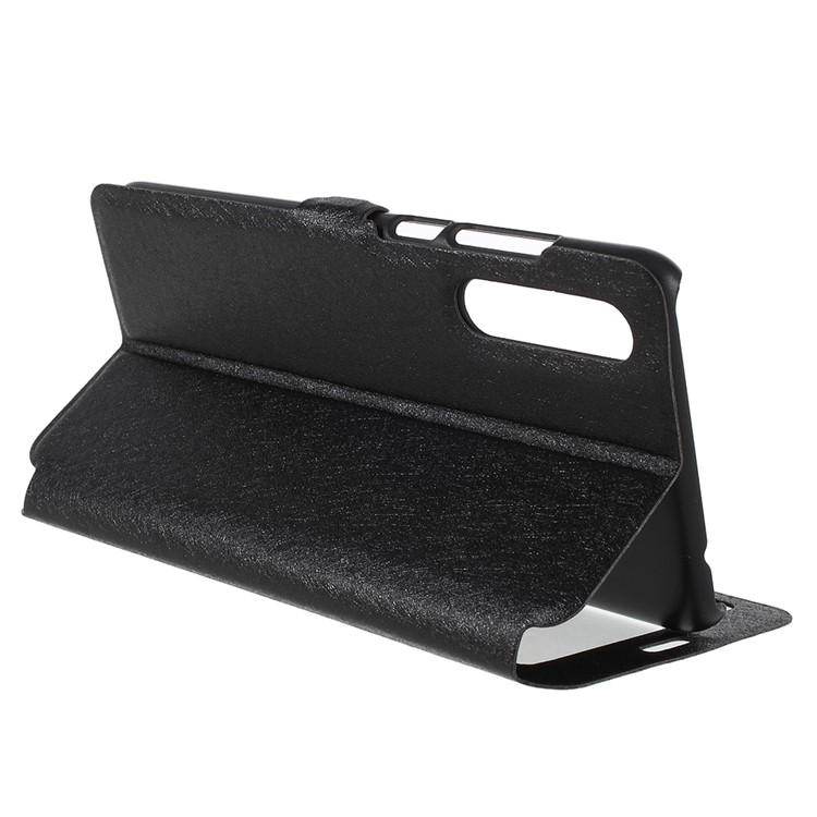 Silk Texture Dual View Window Leather Flip Cover for Huawei P20 - Black-7