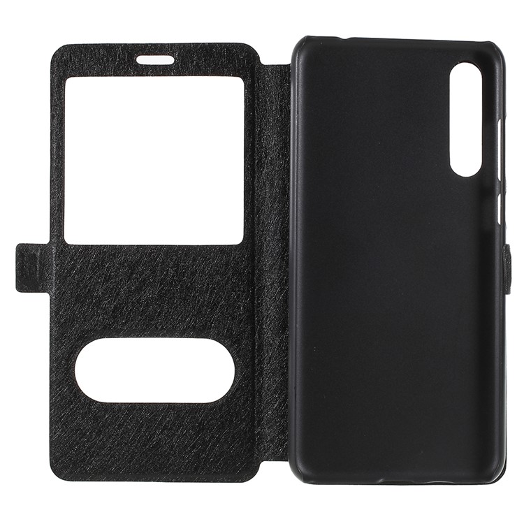 Silk Texture Dual View Window Leather Flip Cover for Huawei P20 - Black-8
