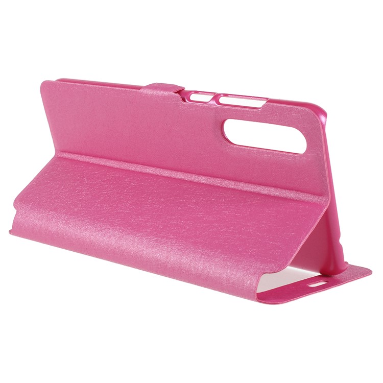 Silk Texture Dual View Window Leather Folio Phone Cover for Huawei P20 - Rose-5