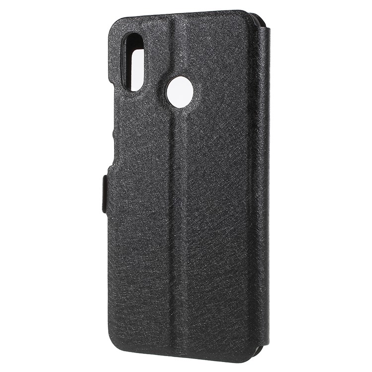 Silk Texture Dual View Window Leather Stand Cover for Huawei P20 Lite / Nova 3e - Black-2