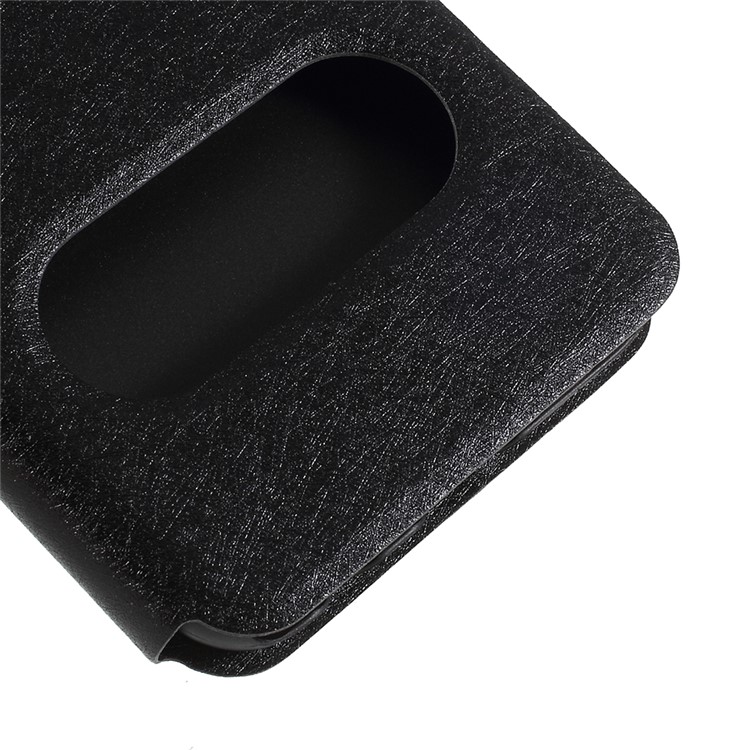 Silk Texture Dual View Window Leather Stand Cover for Huawei P20 Lite / Nova 3e - Black-4