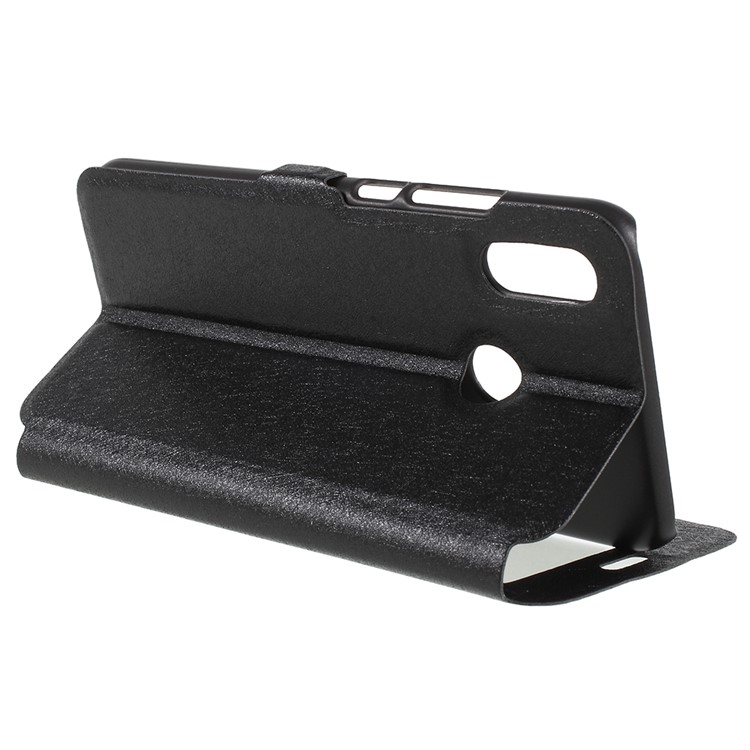 Silk Texture Dual View Window Leather Stand Cover for Huawei P20 Lite / Nova 3e - Black-7