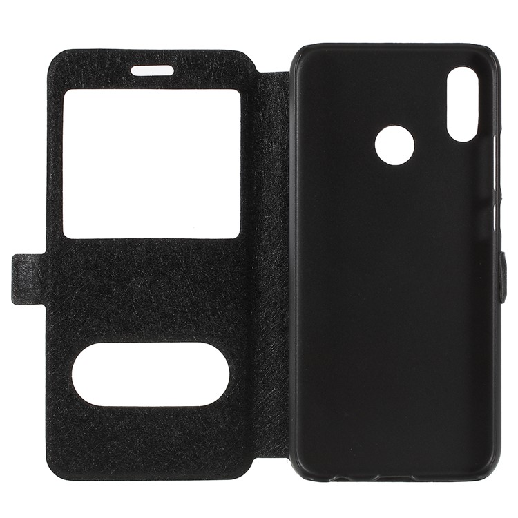 Silk Texture Dual View Window Leather Stand Cover for Huawei P20 Lite / Nova 3e - Black-8