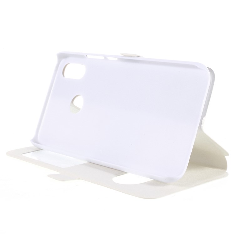 Silk Texture Dual View Window Leather Stand Case for Huawei P20 Lite / Nova 3e - White-4