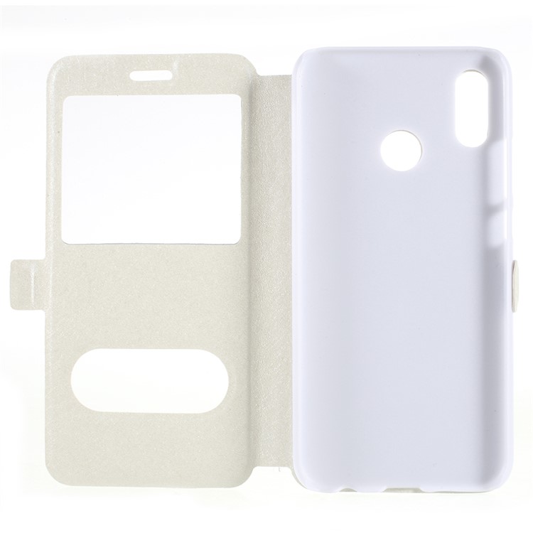 Silk Texture Dual View Window Leather Stand Case for Huawei P20 Lite / Nova 3e - White-6