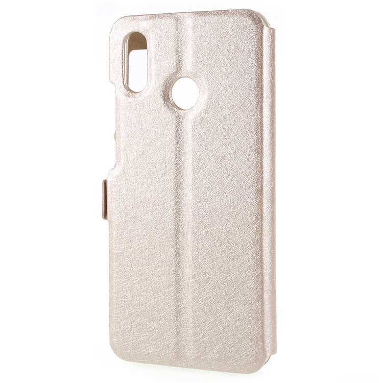 Silk Texture Dual View Window Leather Stand Mobile Casing for Huawei P20 Lite / Nova 3e - Gold-3