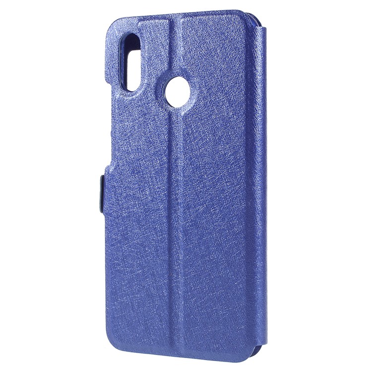 Silk Texture Dual View Window Leather Protective Shell for Huawei P20 Lite / Nova 3e - Blue-3