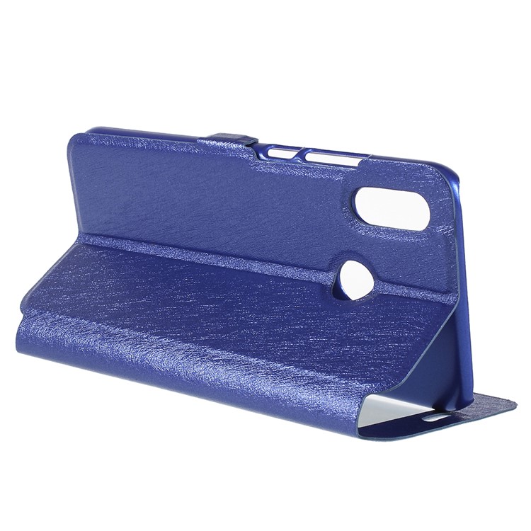 Silk Texture Dual View Window Leather Protective Shell for Huawei P20 Lite / Nova 3e - Blue-5