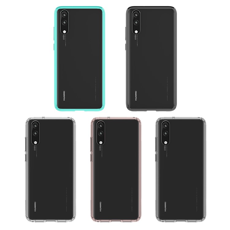 100PCS/Lot Crystal Clear Acrylic + TPU Combo Phone Shell for Huawei P20 - Cyan-2