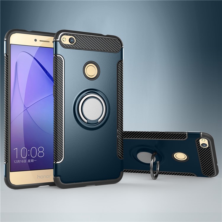 Magnetic Ring Holder TPU PC Hybrid Phone Cover for Huawei P8 Lite (2017)/Honor 8 Lite - Baby Blue-1