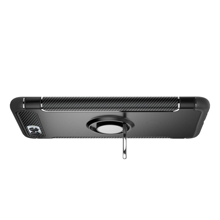 2-in-1 Carbon Fiber Texture TPU PC Hybrid Phone Casing with Magnetic Ring Holder for Huawei nova 2s - Black-6