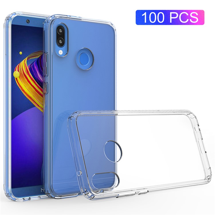 100Pcs/Set Clear Acrylic Back + TPU Edges Hybrid Case for Huawei P20 Lite - Transparent-1