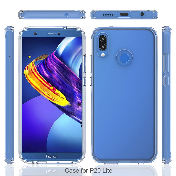 100Pcs/Set Clear Acrylic Back + TPU Edges Hybrid Case for Huawei P20 Lite - Transparent-5