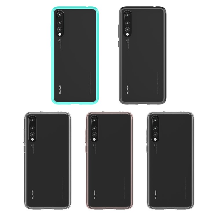 100Pcs/Lot for Huawei P20 Pro Drop-resistant Clear Acrylic + TPU Hybrid Protective Case - Cyan-2