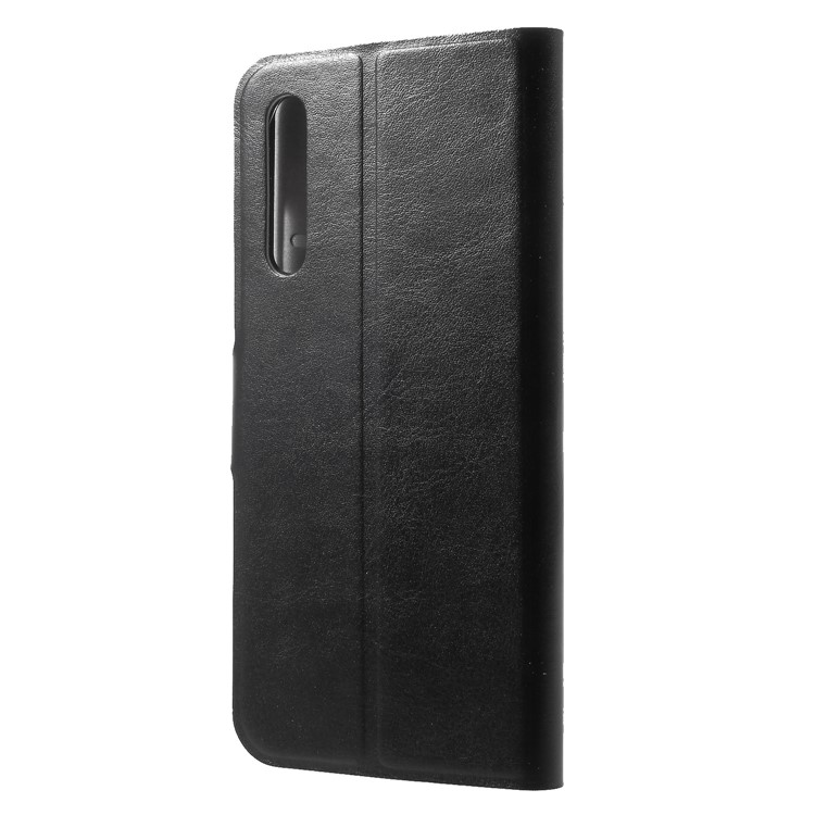 Crazy Horse Texture Card Holder Leather Case Built-in Steel Sheet for Huawei P20 Pro - Black-2