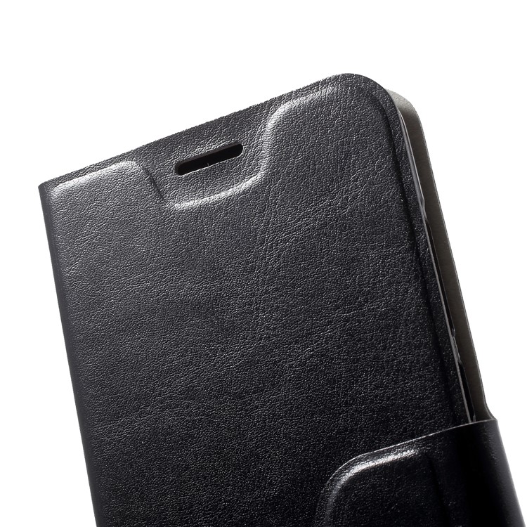 Crazy Horse Texture Card Holder Leather Case Built-in Steel Sheet for Huawei P20 Pro - Black-5