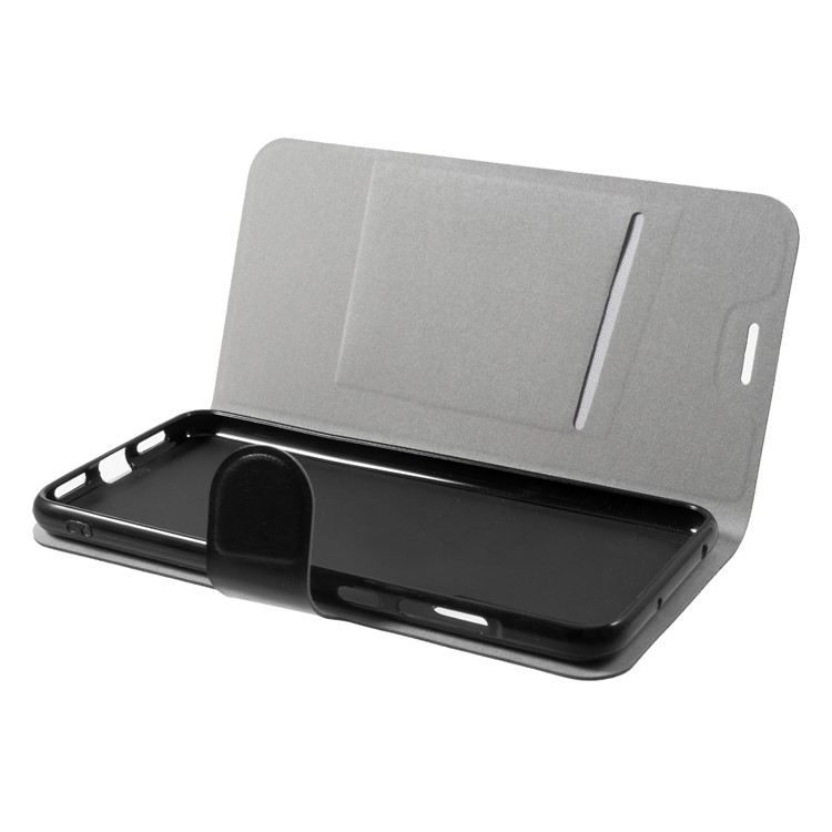 Crazy Horse Texture Card Holder Leather Case Built-in Steel Sheet for Huawei P20 Pro - Black-6