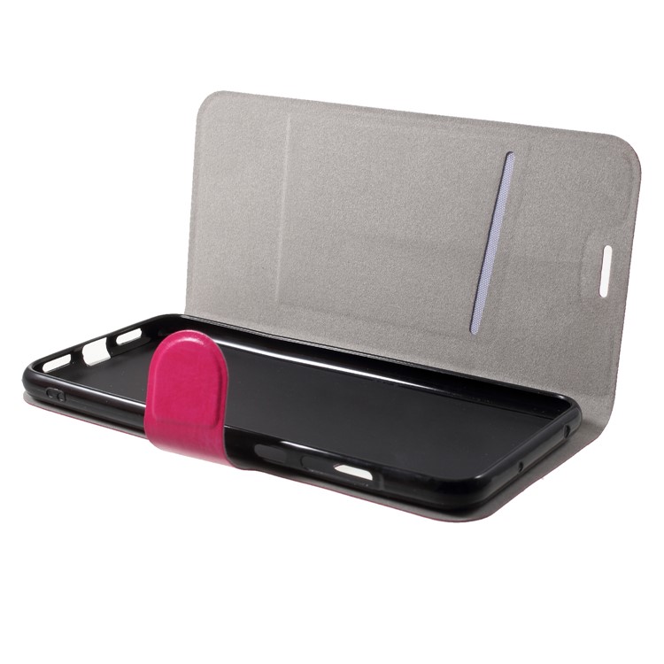 Crazy Horse Texture Card Holder Leather Cover Built-in Steel Sheet for Huawei P20 Pro - Rose-5