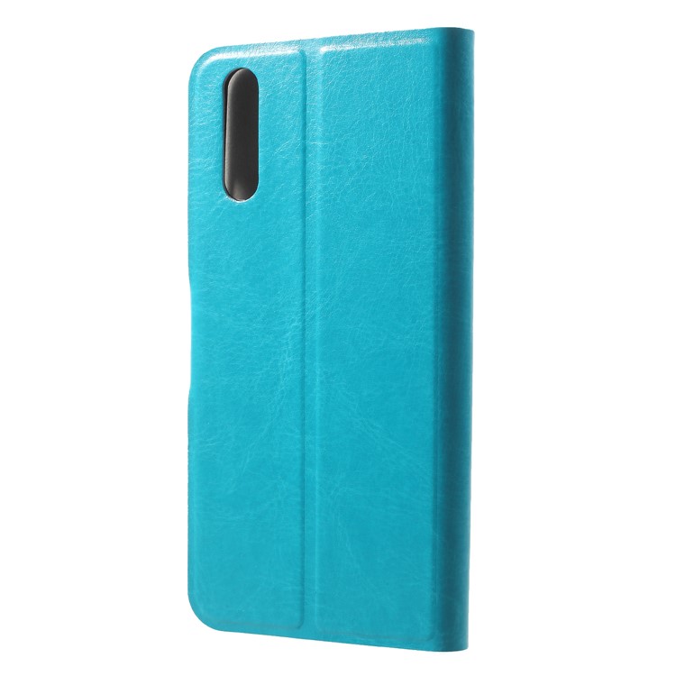 Crazy Horse Texture Card Holder Leather Flip Protection Case Built-in Steel Sheet for Huawei P20 - Blue-2