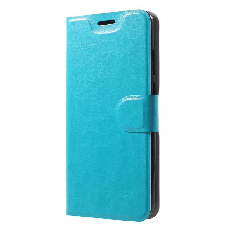 Crazy Horse Texture Card Holder Leather Flip Protection Case Built-in Steel Sheet for Huawei P20 - Blue-3