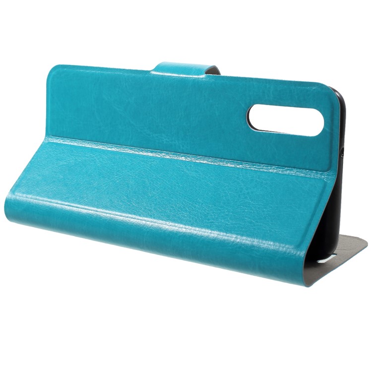 Crazy Horse Texture Card Holder Leather Flip Protection Case Built-in Steel Sheet for Huawei P20 - Blue-4