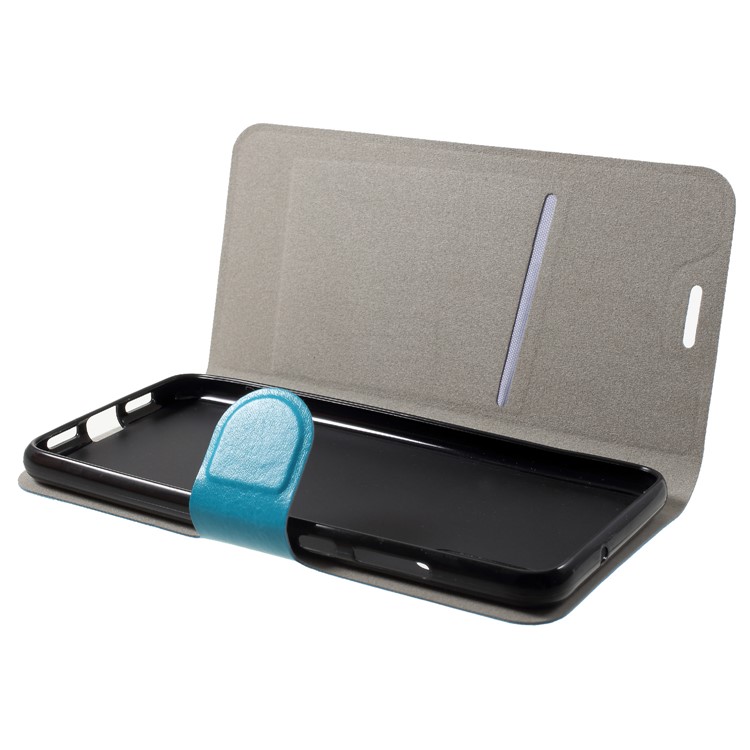 Crazy Horse Texture Card Holder Leather Flip Protection Case Built-in Steel Sheet for Huawei P20 - Blue-5