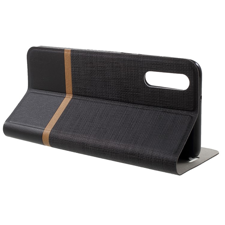 Cross Texture Leather Stand Case with Card Slot for Huawei P20 Built-in Steel Sheet - Black-4