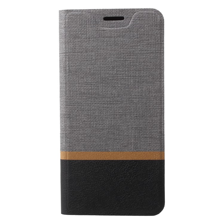 Cross Texture Leather Stand Cover Accessory with Card Slot for Huawei P20 Built-in Steel Sheet - Grey-1