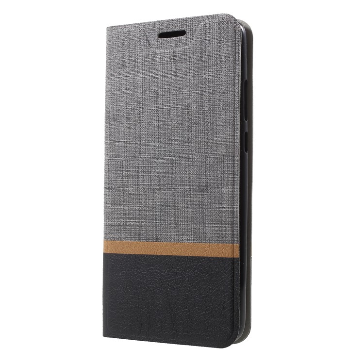 Cross Texture Leather Stand Cover Accessory with Card Slot for Huawei P20 Built-in Steel Sheet - Grey-3