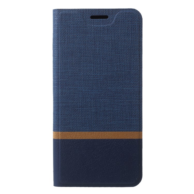 Cross Texture Leather Stand Flip Protective Casing with Card Slot for Huawei P20 Built-in Steel Sheet - Blue-1