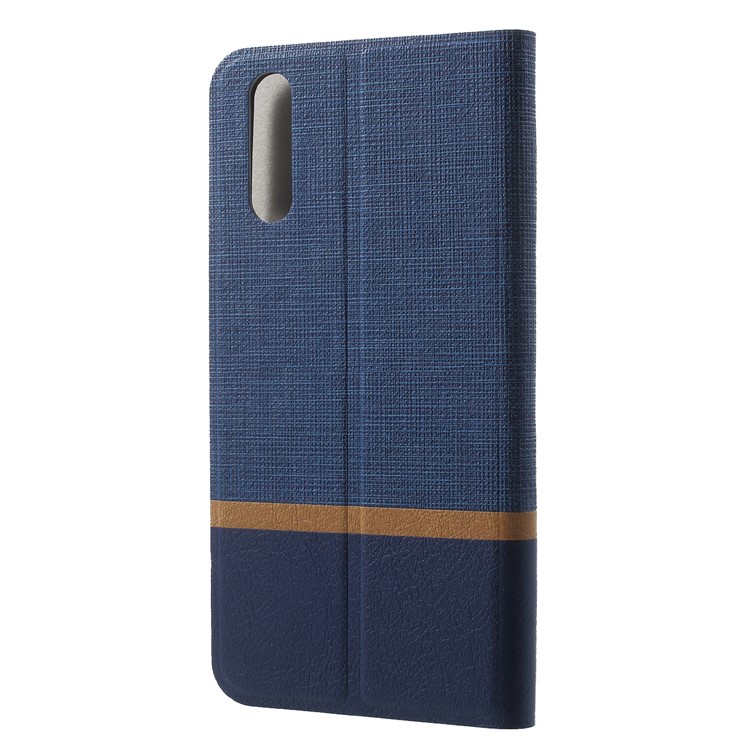 Cross Texture Leather Stand Flip Protective Casing with Card Slot for Huawei P20 Built-in Steel Sheet - Blue-2