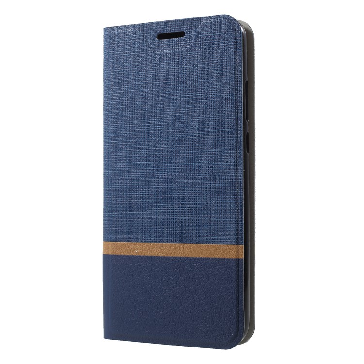 Cross Texture Leather Stand Flip Protective Casing with Card Slot for Huawei P20 Built-in Steel Sheet - Blue-3