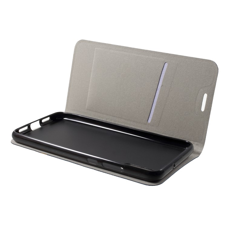 Cross Texture Leather Stand Flip Protective Casing with Card Slot for Huawei P20 Built-in Steel Sheet - Blue-5