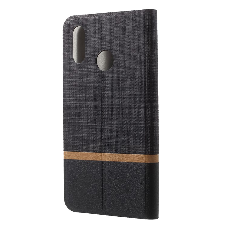 Cross Texture Leather Stand Case with Card Slot for Huawei P20 Lite/Nova 3e (China) Built-in Steel Sheet - Black-2