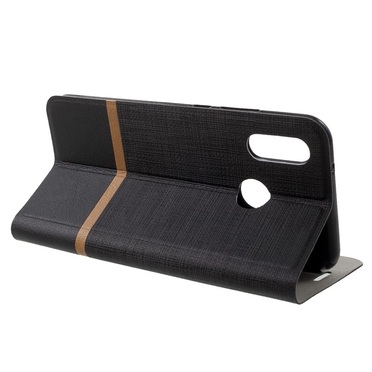 Cross Texture Leather Stand Case with Card Slot for Huawei P20 Lite/Nova 3e (China) Built-in Steel Sheet - Black-4