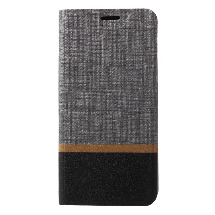 Cross Texture Leather Stand Cover Accessory with Card Slot for Huawei P20 Lite/Nova 3e (China) Built-in Steel Sheet - Grey-1