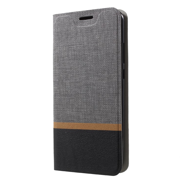 Cross Texture Leather Stand Cover Accessory with Card Slot for Huawei P20 Lite/Nova 3e (China) Built-in Steel Sheet - Grey-3