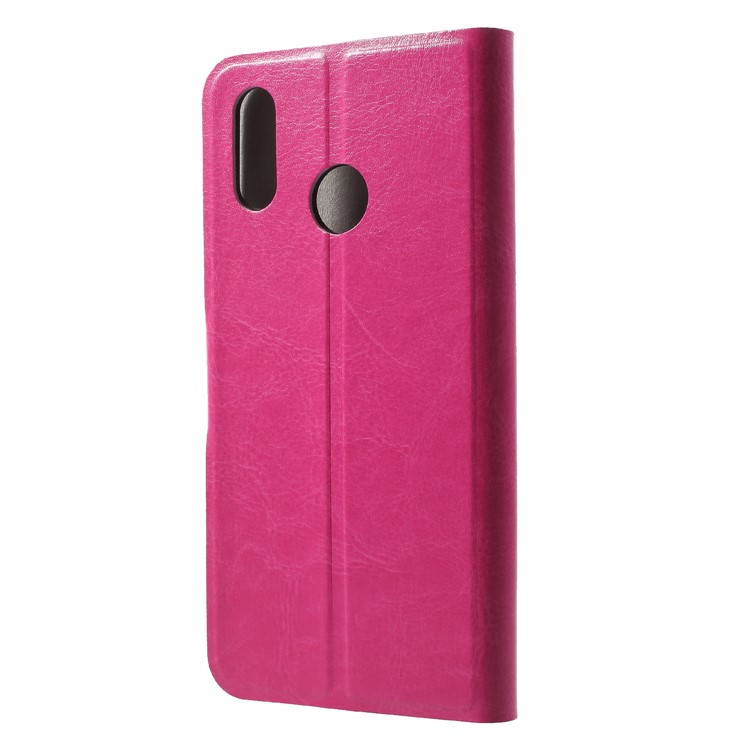 For Huawei P20 Lite/Nova 3e Crazy Horse Texture Card Holder Leather Case Built-in Steel Sheet - Rose-2