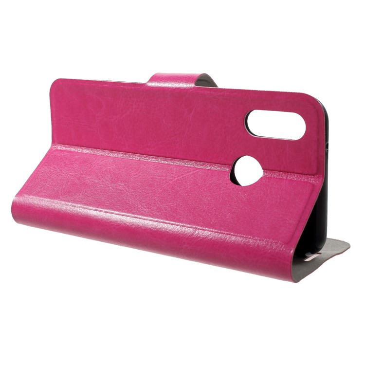 For Huawei P20 Lite/Nova 3e Crazy Horse Texture Card Holder Leather Case Built-in Steel Sheet - Rose-4
